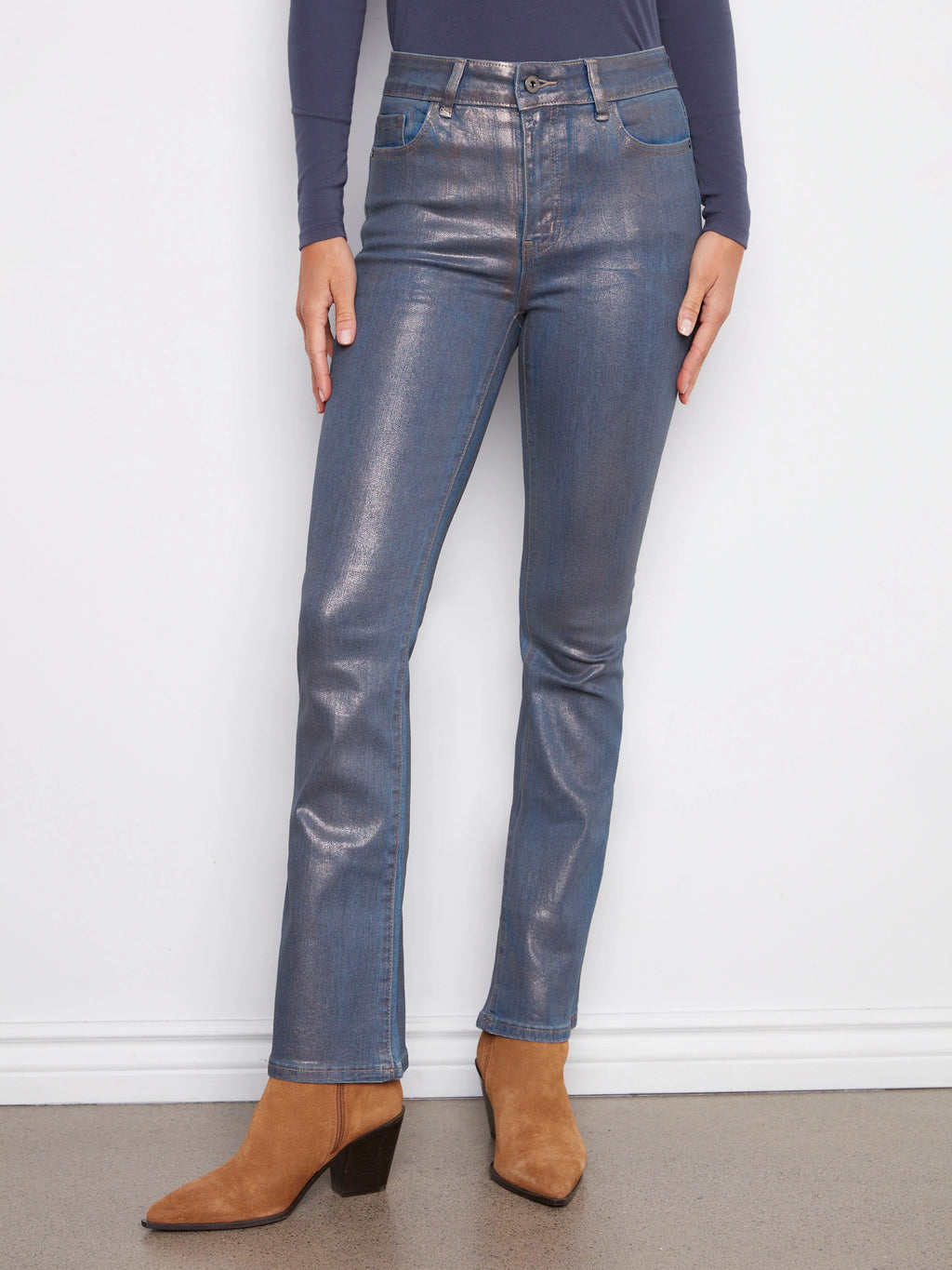 Foiled Bootcut Jeans - Roseblue