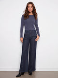 Wide Leg Stretch Jeans - Blue Black