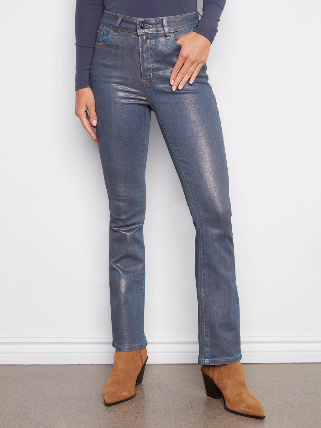 Foiled Bootcut Jeans - Roseblue