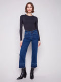Flare Leg Jeans With Fringed Hem - Indigo