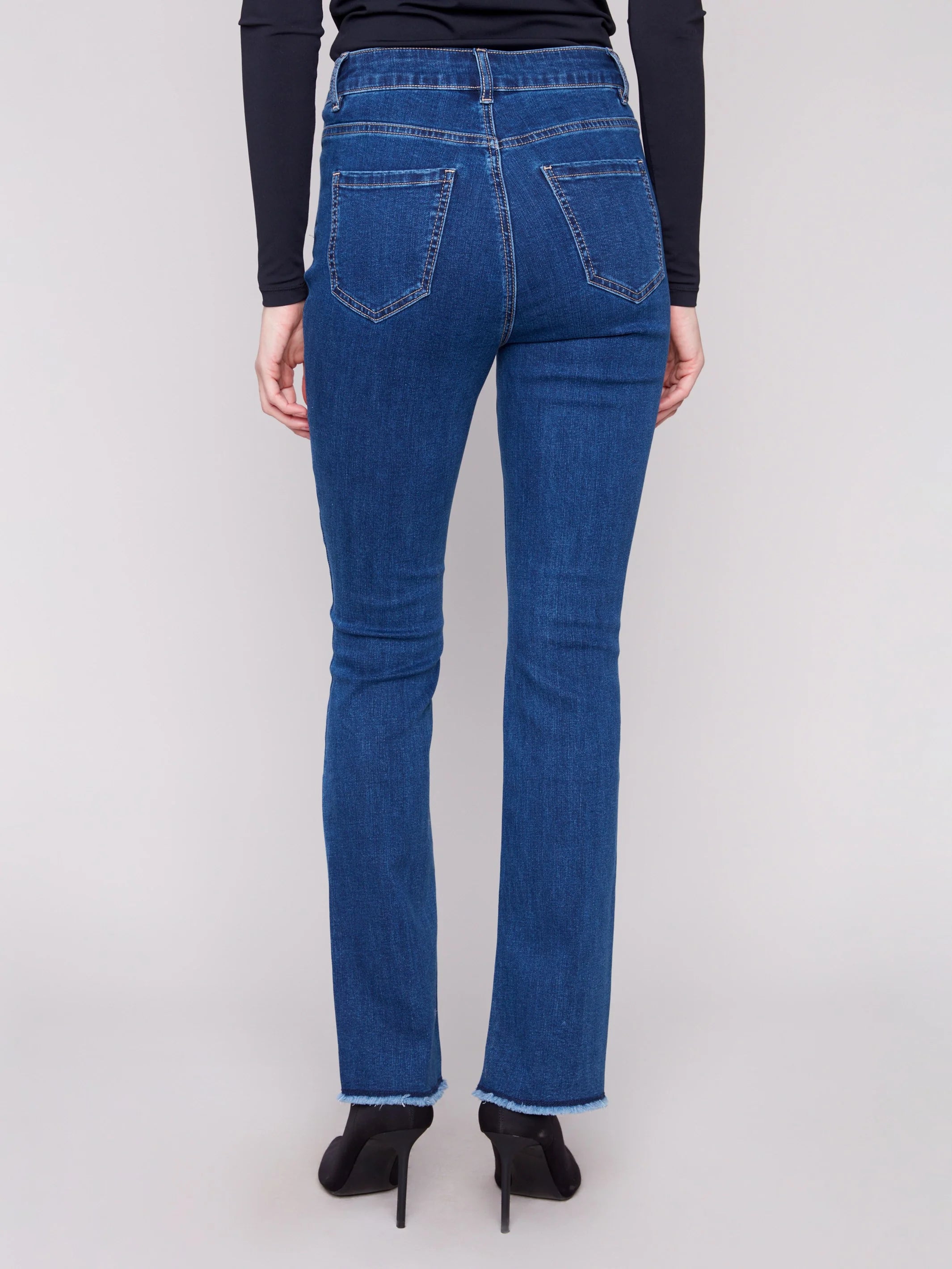 Bootcut Jeans With Asymmetrical Hem - Indigo