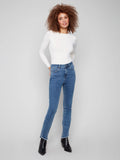 Bootcut Jeans With Asymmetrical Hem - Medium Blue