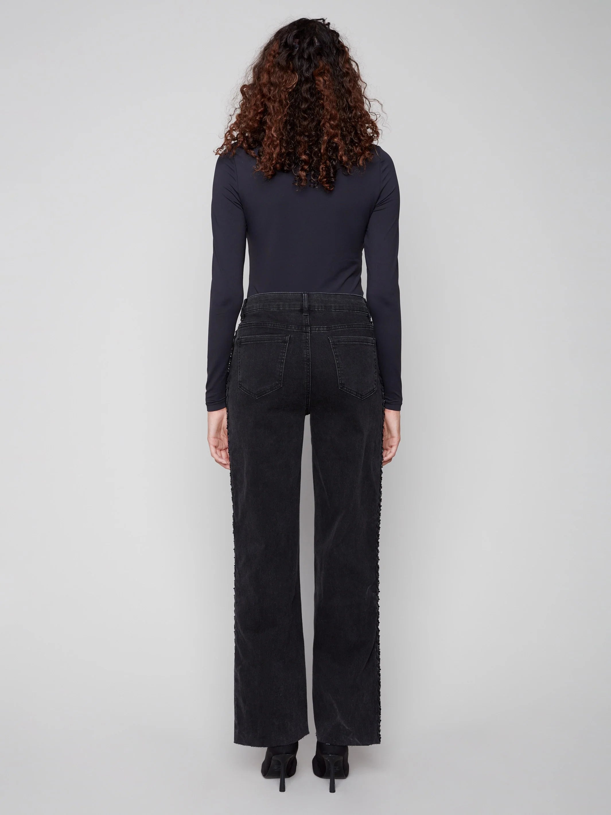 Braided Side Seam Jeans - Charcoal