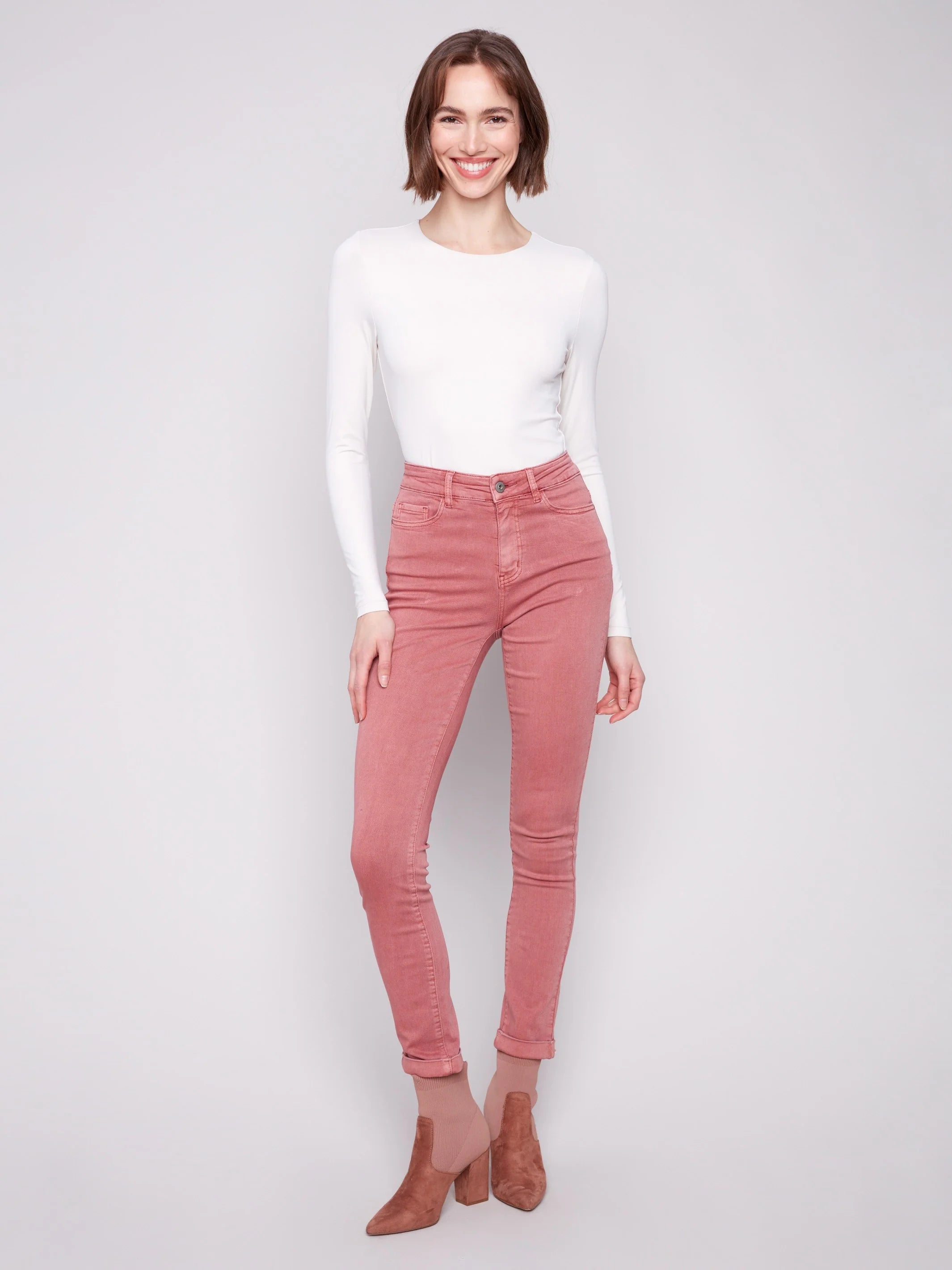 Cuffed Hem Twill Jeans - Primrose