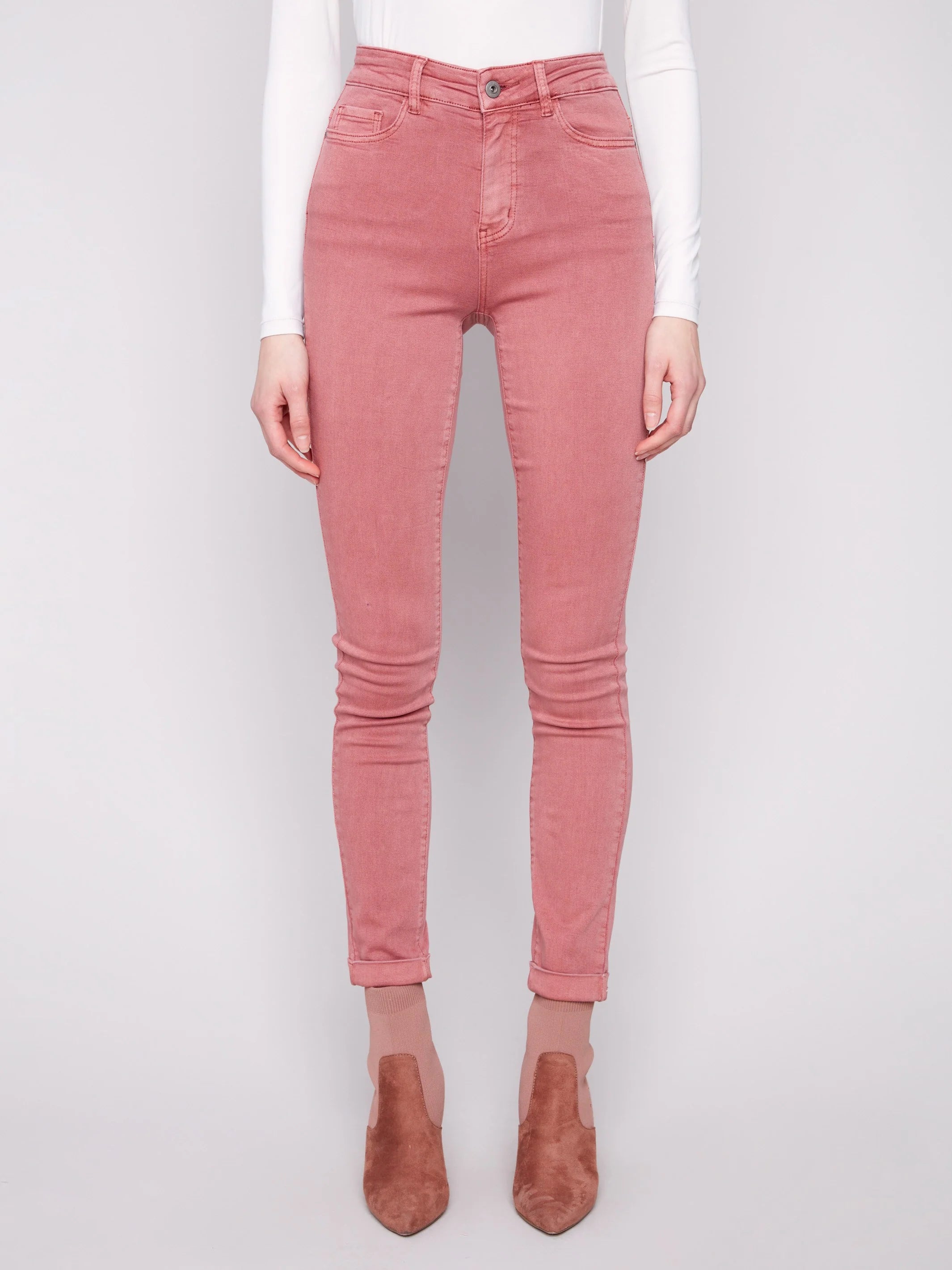 Cuffed Hem Twill Jeans - Primrose