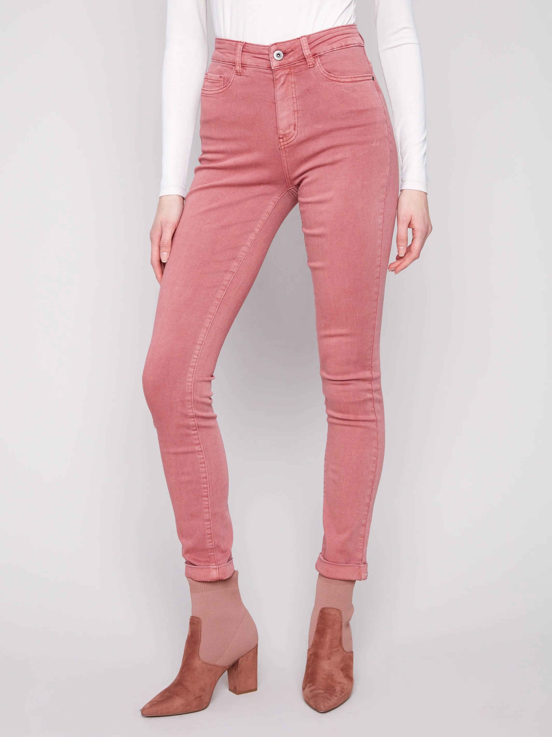 Cuffed Hem Twill Jeans - Primrose
