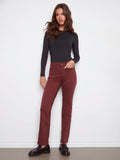 Patch Pocket Flare Twill Pants With Rivets - Cabernet